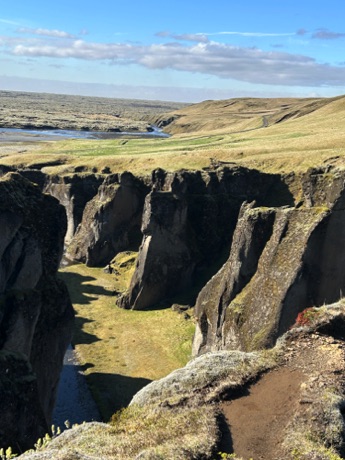 near the end of the Fjaorargljufur Canyon hike